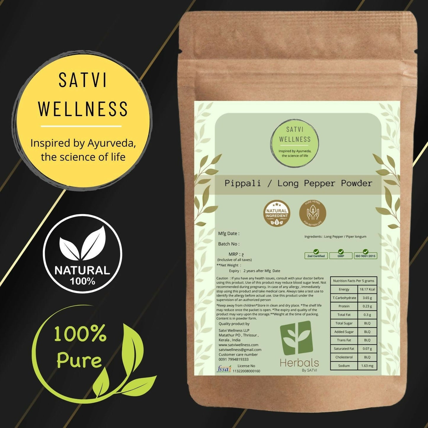 Satvi Wellness Pippali Powder | Kerala Pippali