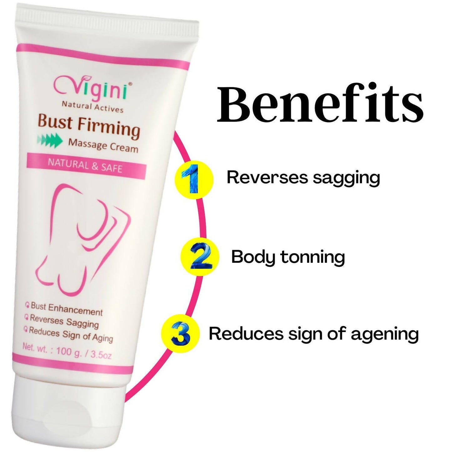 Vigini Natural Actives Breast Bust Body Shaping Toner Firming Tightening Growth Oil Cream