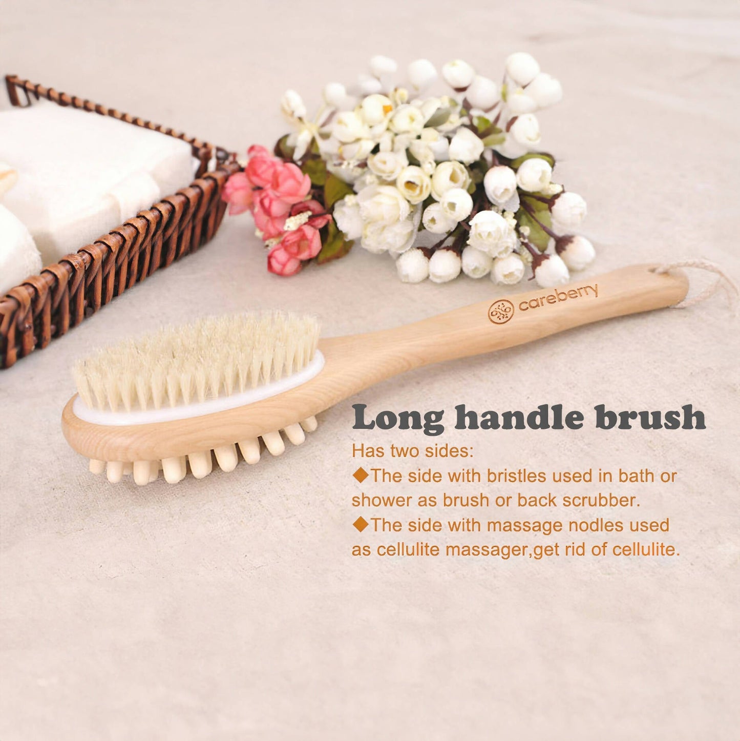 Careberry Dual-Action Bamboo Body Brush