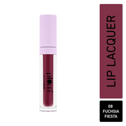 Plum Glassy Glaze Lip Lacquer 3-in-1 Lipstick + Lip Balm + Gloss 08 Fuchsia Fiesta