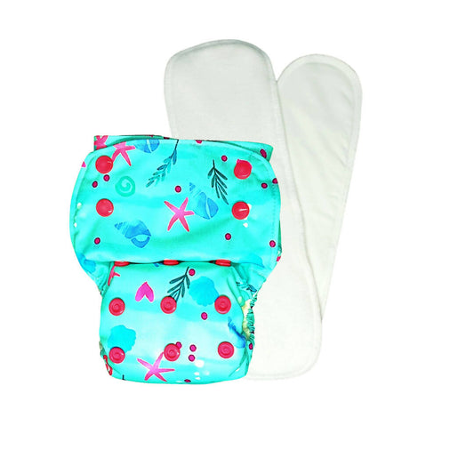 Kindermum Nano Aio Cloth Diaper With 2 Organic Cloth Insert- Seashore For Kids -  USA, Australia, Canada 