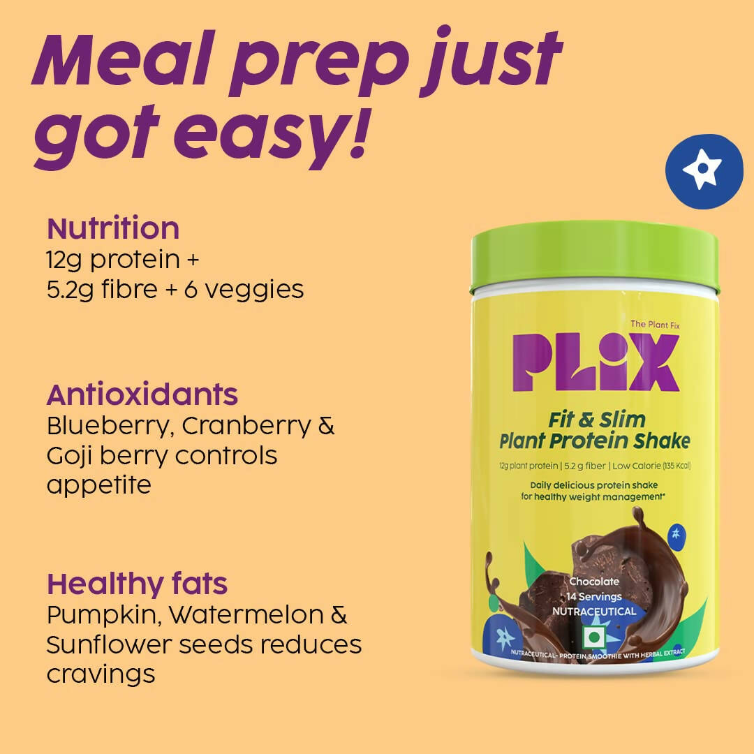 PLIX The Plant Fix Fit & Slim Smoothie Plant Protien Shake Powder - Chocolate