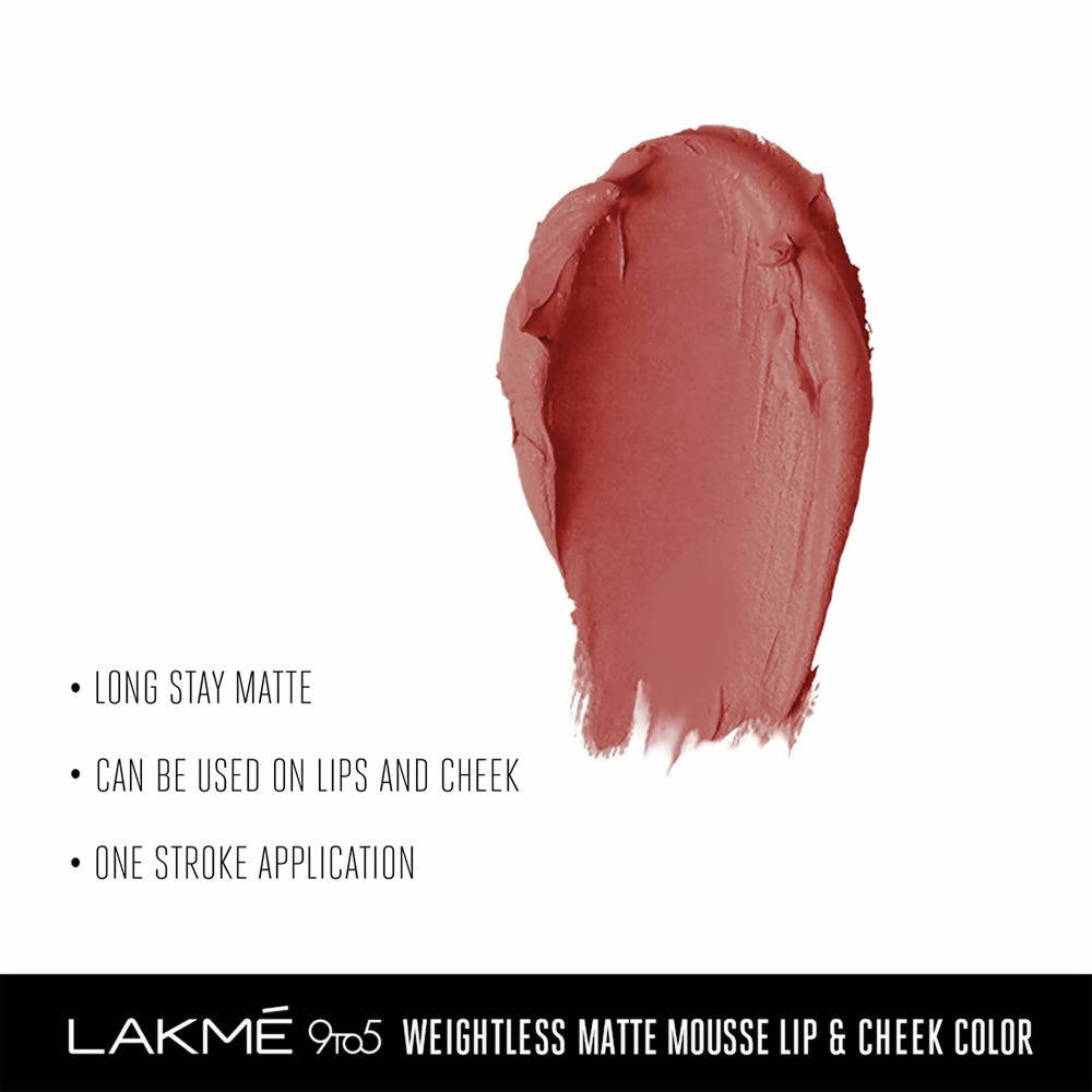 Lakme 9 to 5 Weightless Mousse Lip & Cheek Color - Blush Velvet