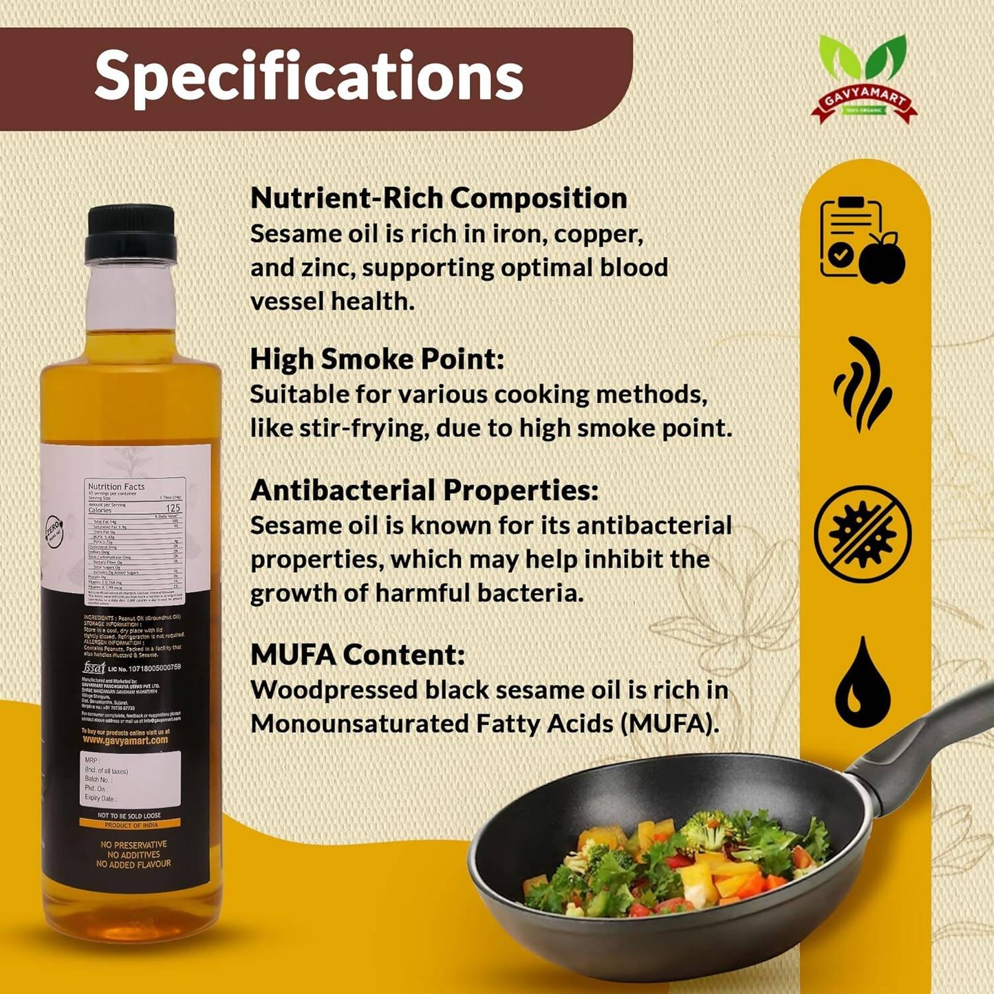 Gavyamart Wood Pressed Black Sesame Oil