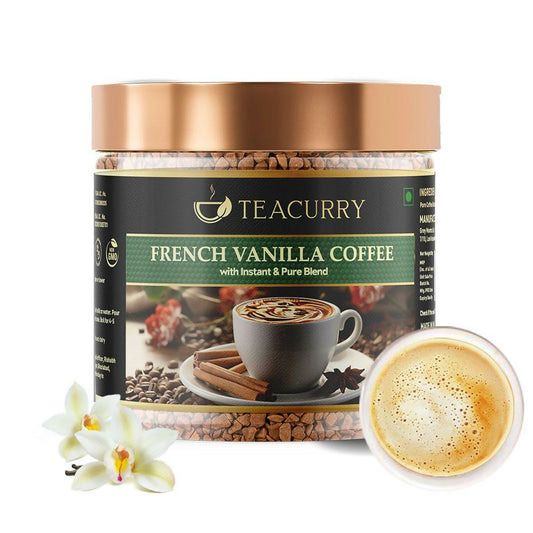 Teacurry French Vanilla Instant Coffee Powder - Arabica Freeze Dried Coffee for Instant Hot & Cold Coffee - 50GM