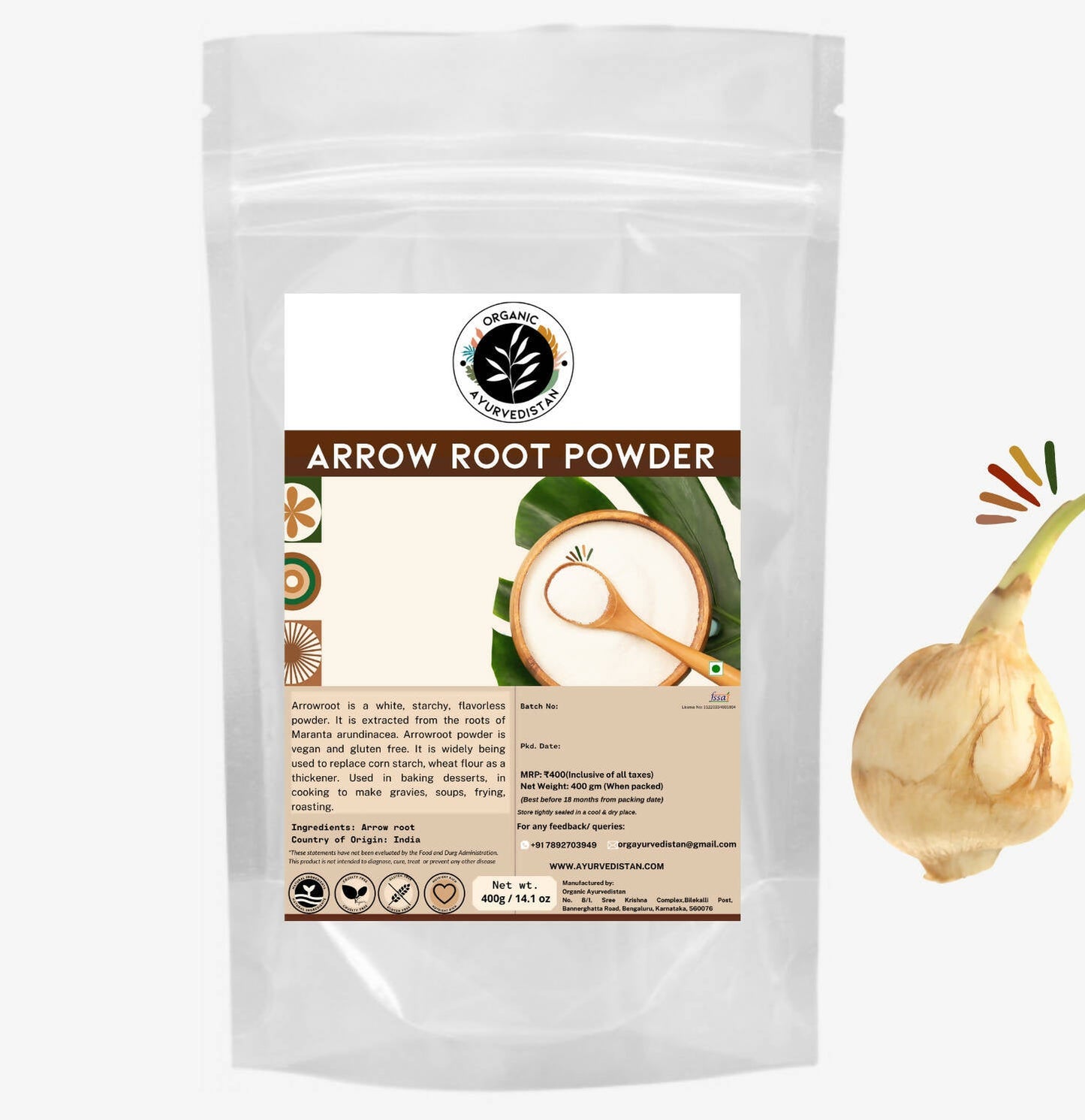 Organic Ayurvedistan Arrow Root Powder -  buy in usa 