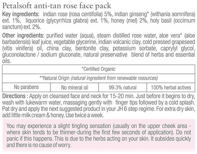 Just Herbs Petalsoft Anti-Tan Rose Face Pack