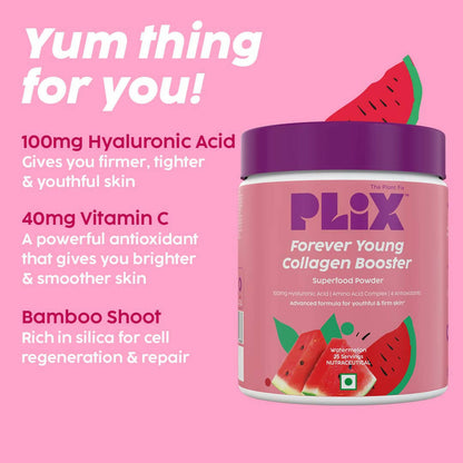 PLIX The Plant Fix Wholefood Forever Young Collagen Builder Powder for Skin - Watermelon