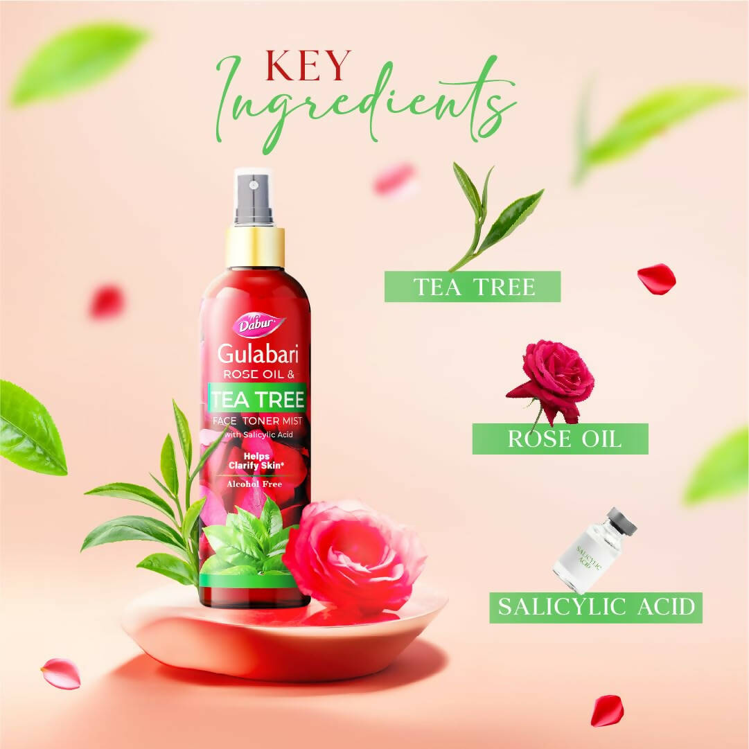 Dabur Gulabari Rose Oil & Tea Tree Face Toner Mist & Rose Water