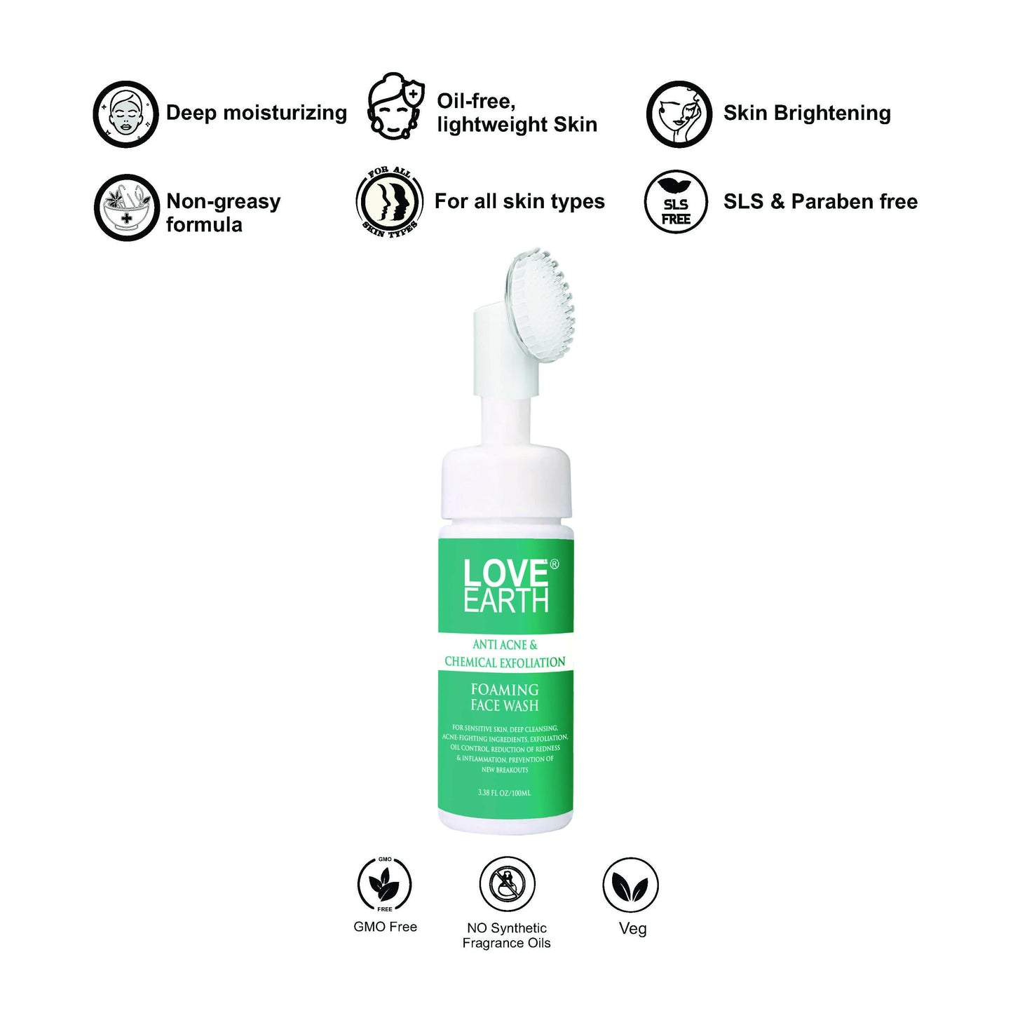 Love Earth Anti Acne & Chemical Exfoliation Foaming Face Wash