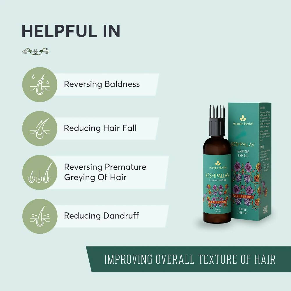 Avimee Herbal Keshpallav Hair Oil For Hair Growth With Amla, Castor, Rosemary & Bringraj Oil