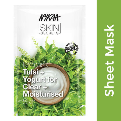 Nykaa Skin Secrets Indian Rituals Tulsi + Yogurt Sheet Mask For Clear & Moisturised Skin