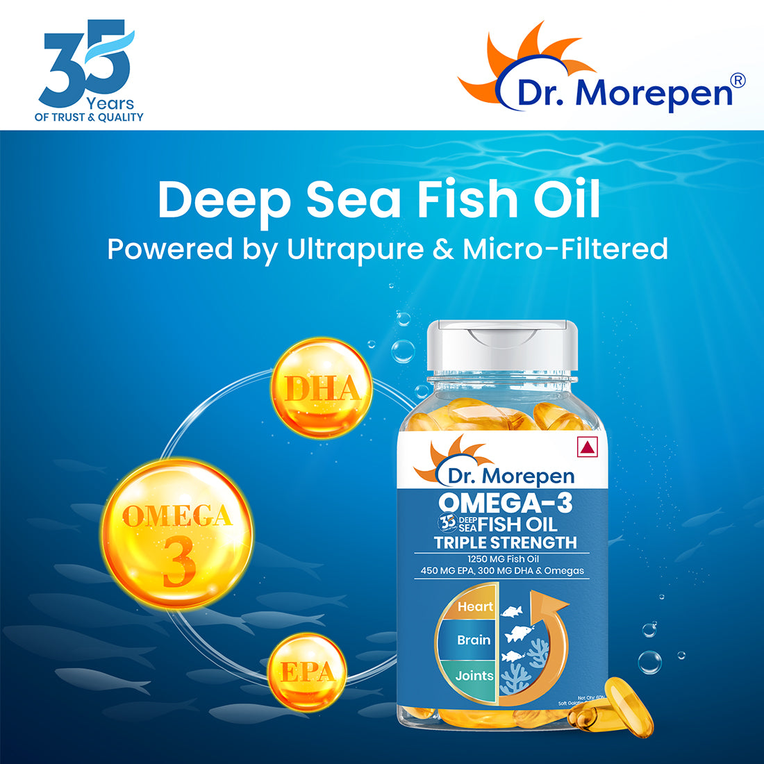 Dr. Morepen Omega-3 Deep Sea Fish Oil Triple Strength Softgels