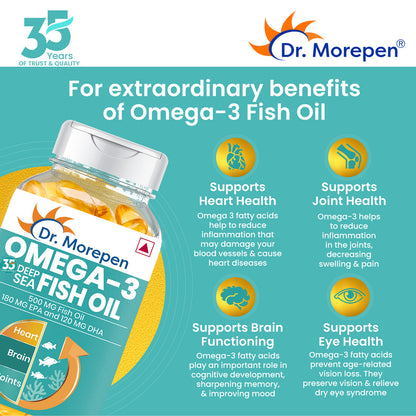 Dr. Morepen Omega-3 Deep Sea Fish Oil 500mg Softgels