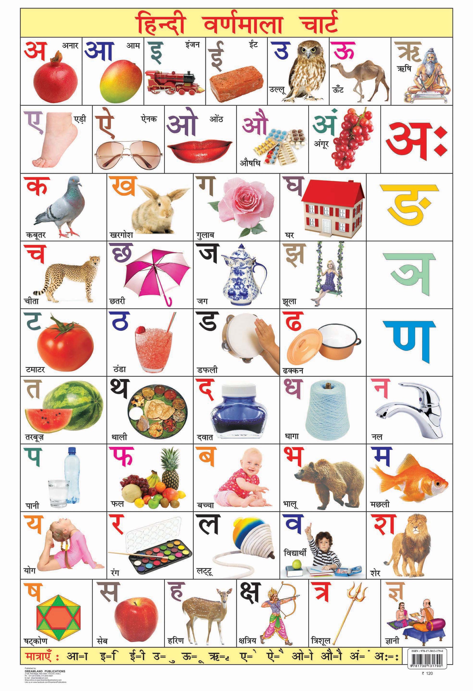 Dreamland Publications Educational Chart for Kids - Hindi Varnmala Chart -  buy in usa 