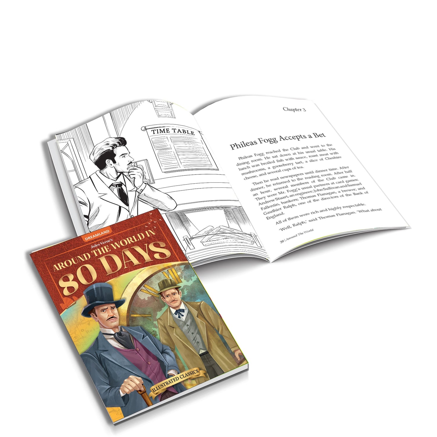 Dreamland Publications Around the World in 80 days- Illustrated Abridged Classics for Children with Practice Questions: Children Classic Fiction Book