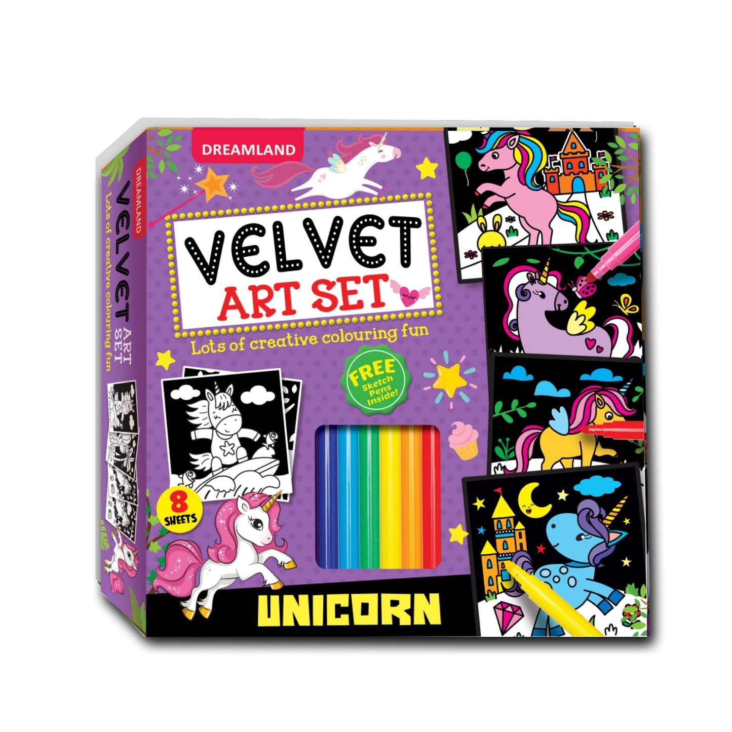 Dreamland Publications Unicorn - Velvet Art Set With 10 Free Sketch Pens -  buy in usa 