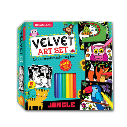 Dreamland Publications Jungle - Velvet Art Set With 10 Free Sketch Pens -  buy in usa 