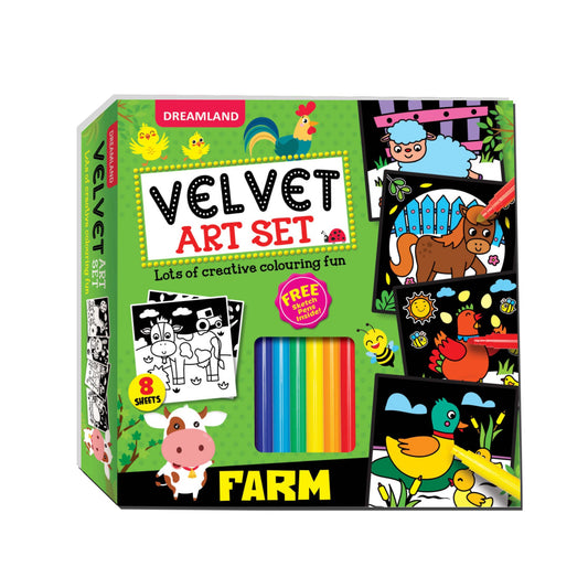 Dreamland Publications Farm - Velvet Art Set With 10 Free Sketch Pens -  buy in usa 