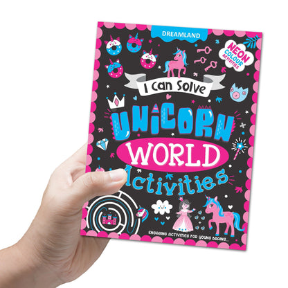 Dreamland Publications Unicorn World Activities - I Can Solve Activity Book for Kids Age 4- 8 Years | With Colouring Pages, Mazes, Dot-to-Dots