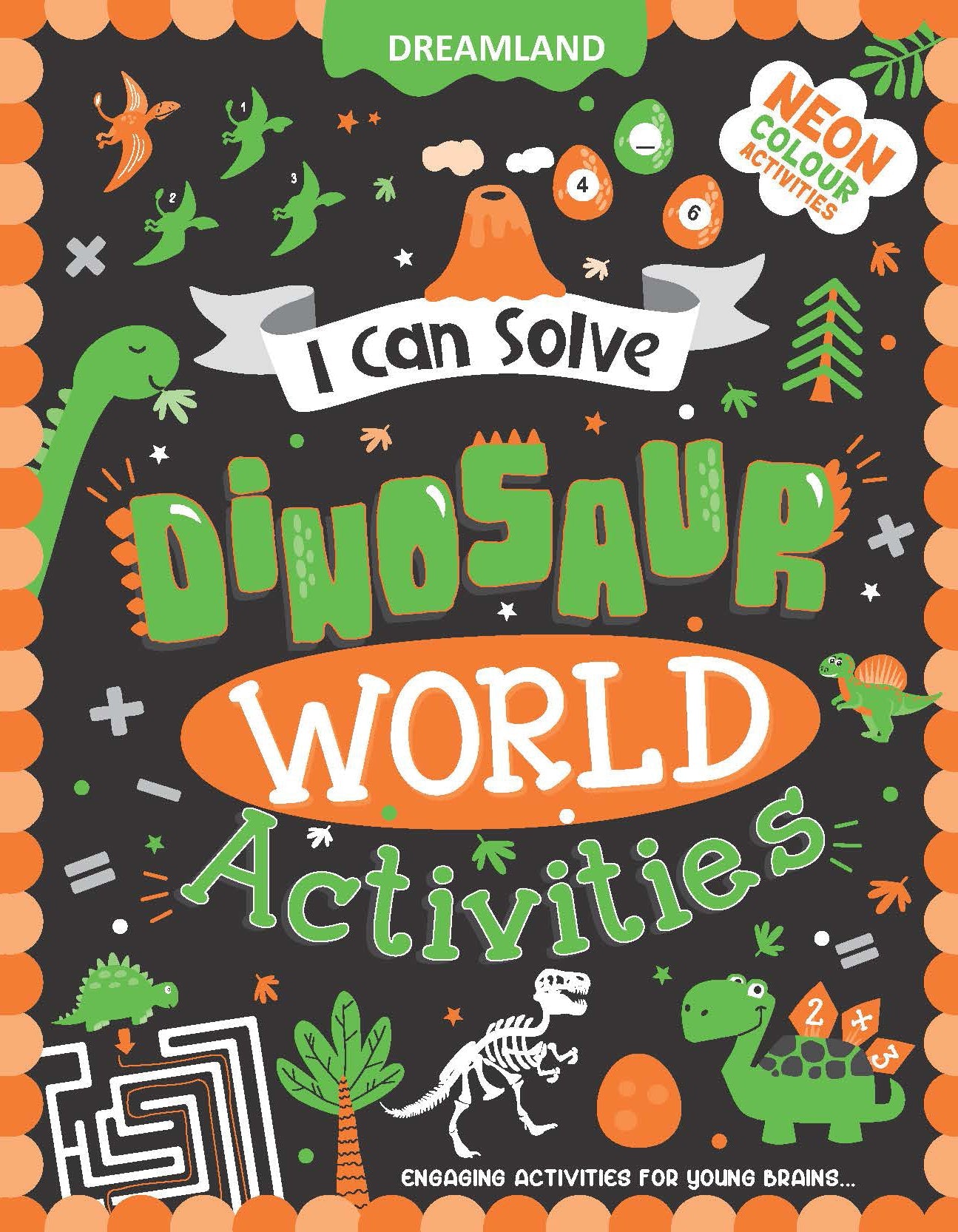 Dreamland Publications Dinosaur World Activities - I Can Solve Activity Book for Kids Age 4- 8 Years | With Colouring Pages, Mazes, Dot-to-Dots -  buy in usa 