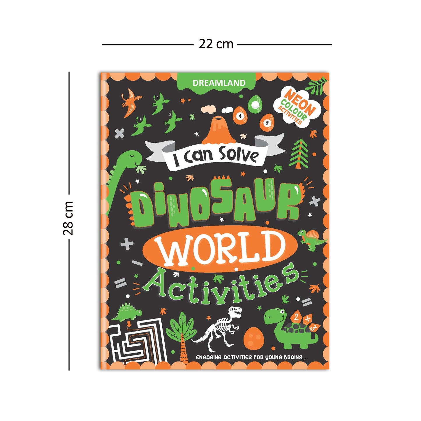 Dreamland Publications Dinosaur World Activities - I Can Solve Activity Book for Kids Age 4- 8 Years | With Colouring Pages, Mazes, Dot-to-Dots