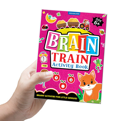 Dreamland Publications Brain Train Activity Book for Kids Age 6+ - With Colouring Pages, Mazes, Puzzles and Word searches Activities