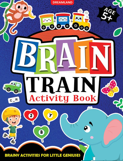 Dreamland Publications Brain Train Activity Book for Kids Age 5+ - With Colouring Pages, Mazes, Puzzles and Word searches Activities -  buy in usa 