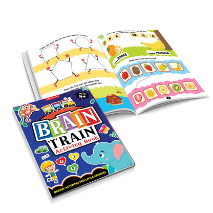 Dreamland Publications Brain Train Activity Book for Kids Age 5+ - With Colouring Pages, Mazes, Puzzles and Word searches Activities