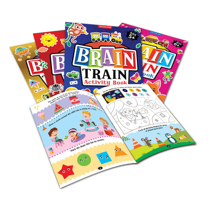 Dreamland Publications Brain Train Activity Book for Kids Age 5+ - With Colouring Pages, Mazes, Puzzles and Word searches Activities