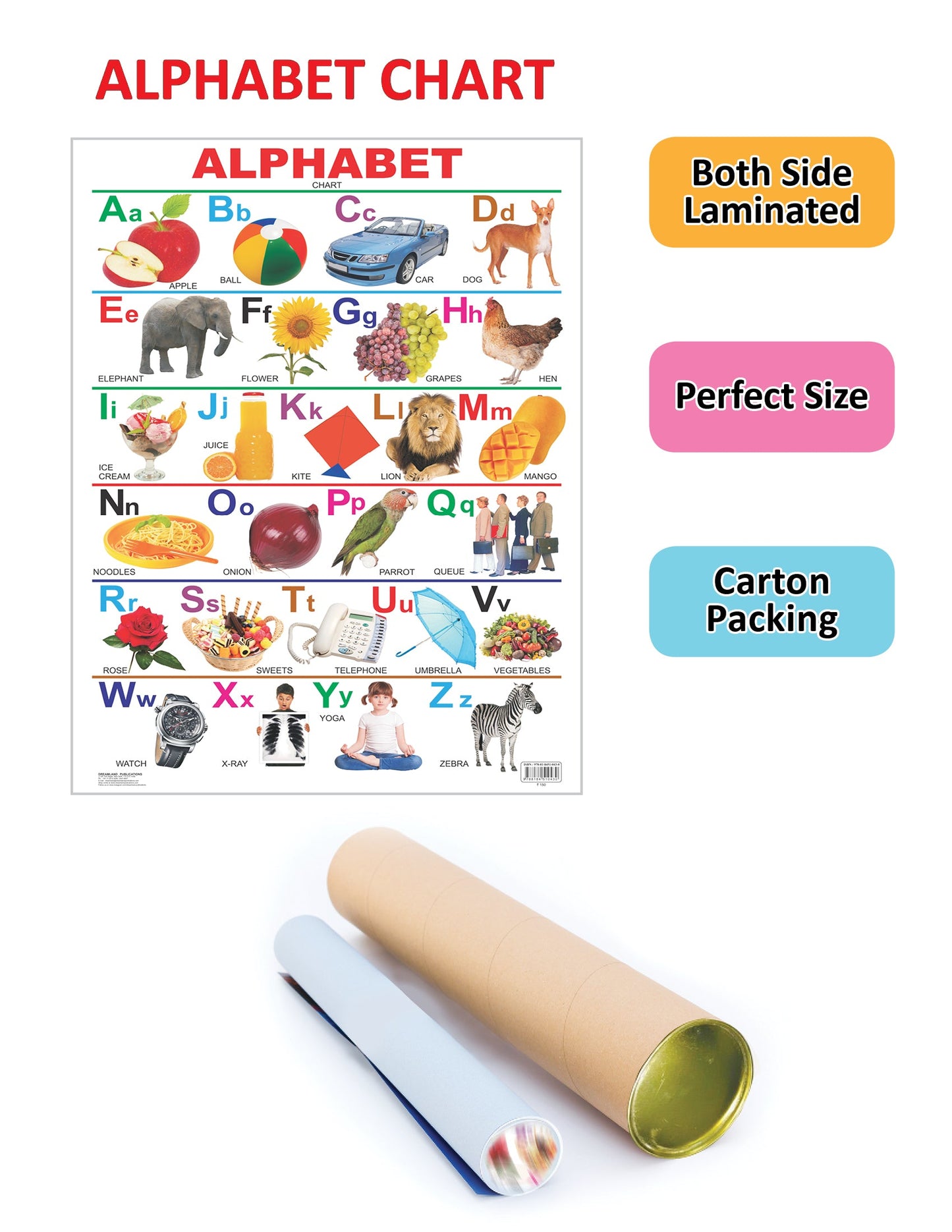 Dreamland Publications Educational Chart for Kids - Alphabet