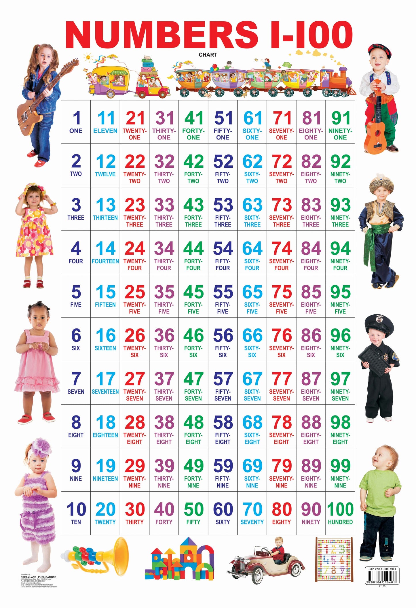 Dreamland Publications Educational Chart for Kids - Numbers 1-100 -  buy in usa 