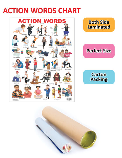 Dreamland Publications Educational Chart for Kids - Action Words