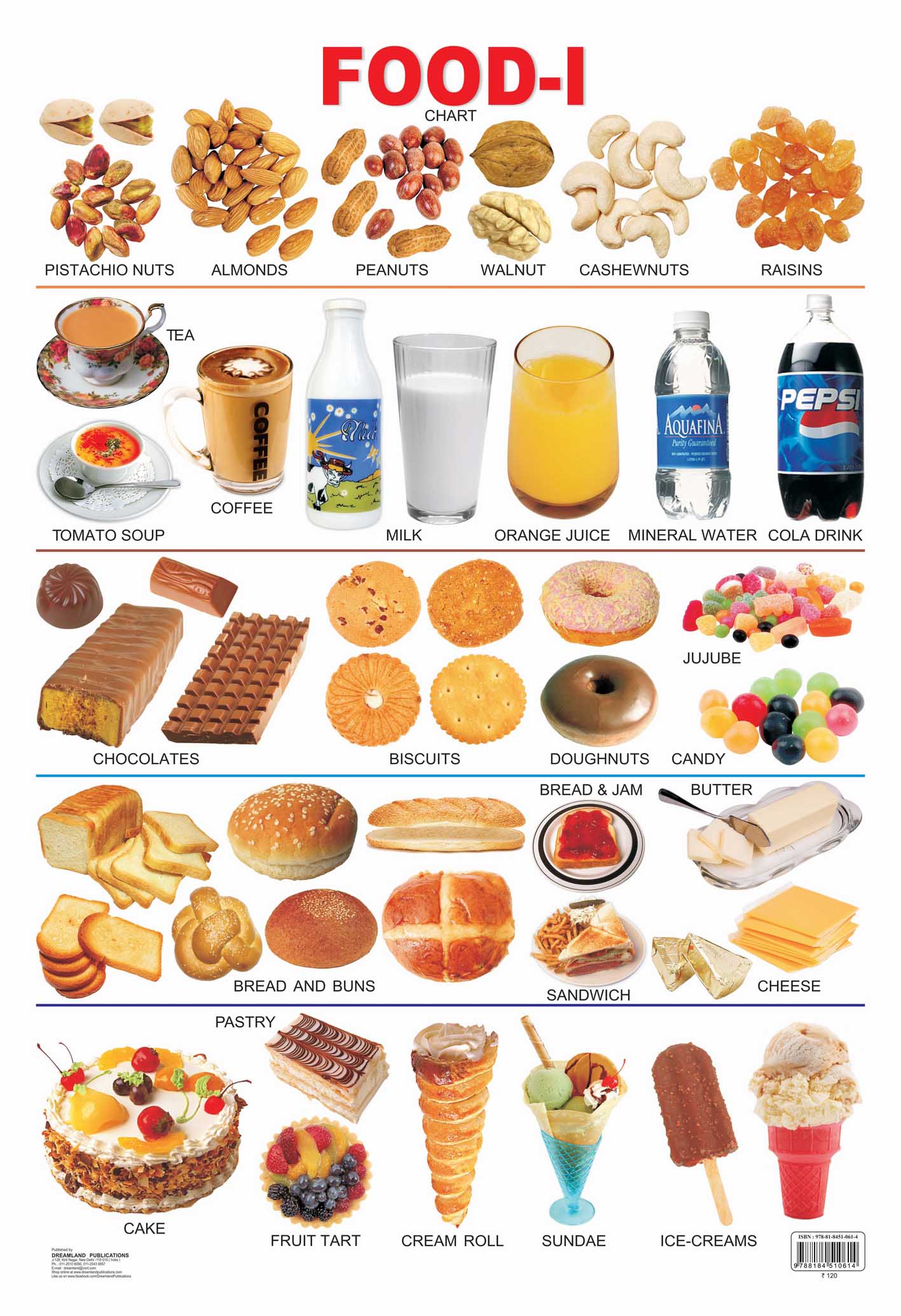 Dreamland Publications Educational Chart for Kids - Food-1 -  buy in usa 