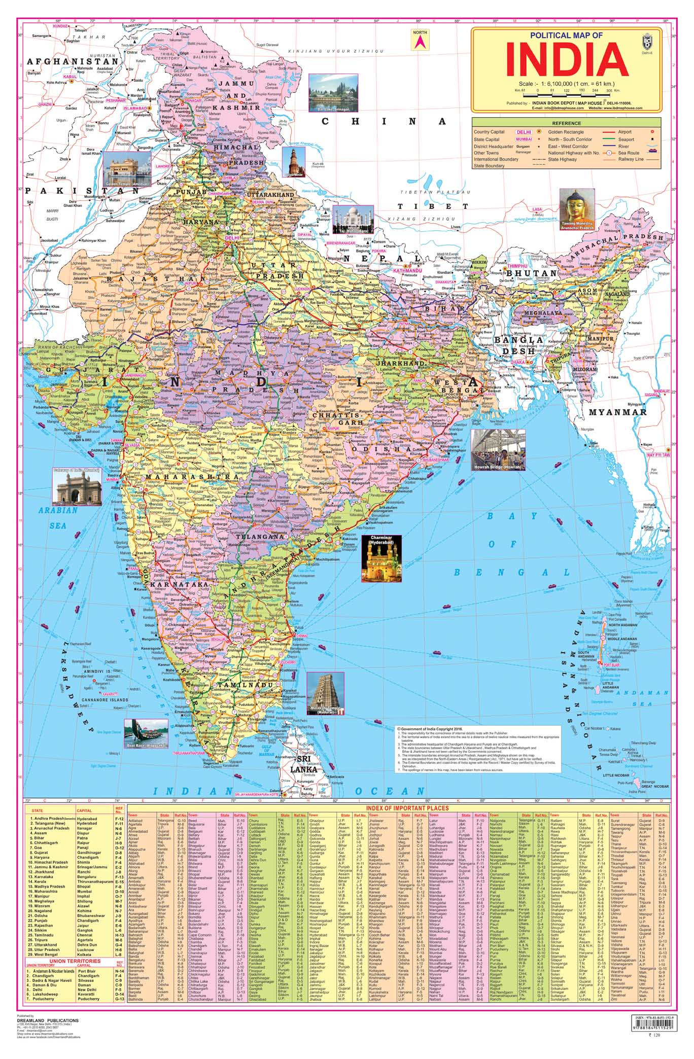 Dreamland Publications Educational Chart for Kids - India Map -  buy in usa 