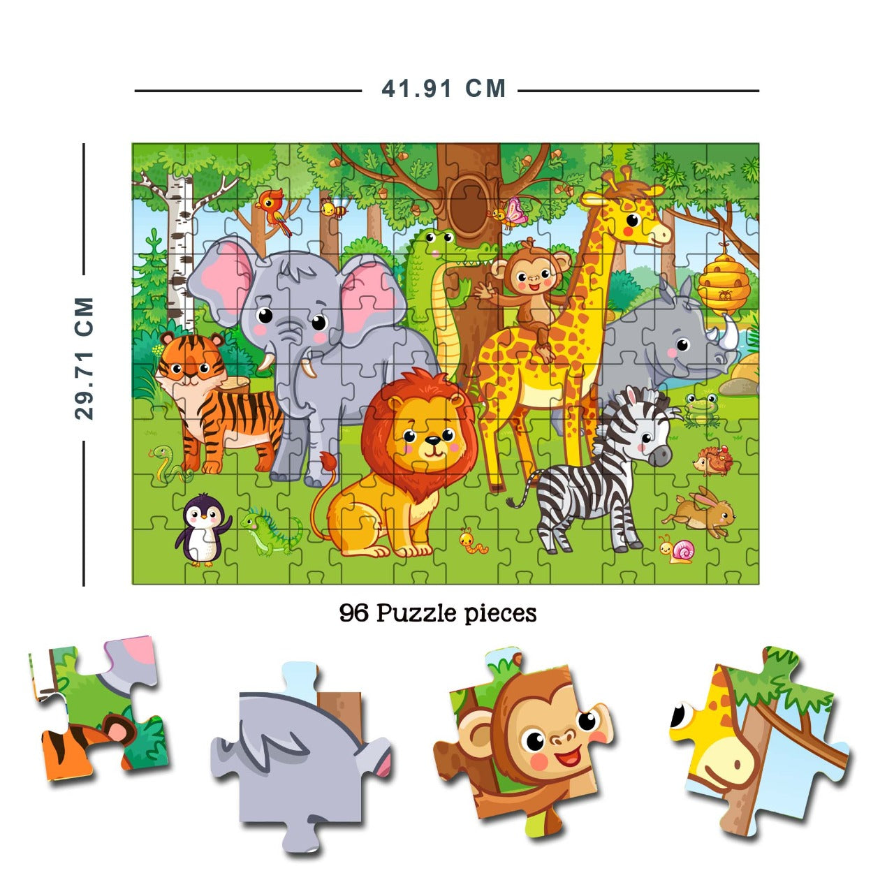 Dreamland Publications At the Jungle Jigsaw Puzzle for Kids ??? 96 Pcs | With Colouring & Activity Book and 3D Model