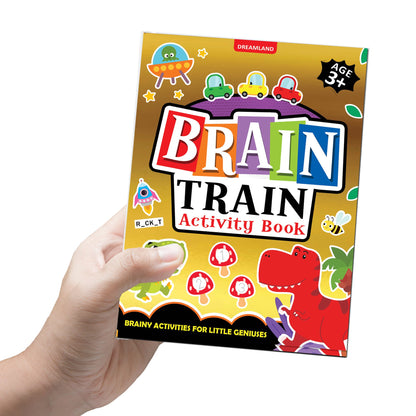 Dreamland Publications Brain Train Activity Book for Kids Age 3+ - With Colouring Pages, Mazes, Puzzles and Word searches Activities