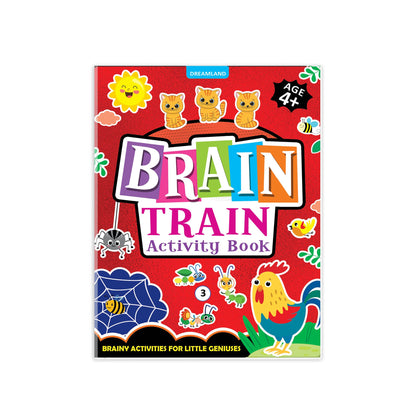 Dreamland Publications Brain Train Activity Book for Kids Age 4+ - With Colouring Pages, Mazes, Puzzles and Word searches Activities