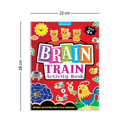 Dreamland Publications Brain Train Activity Book for Kids Age 4+ - With Colouring Pages, Mazes, Puzzles and Word searches Activities