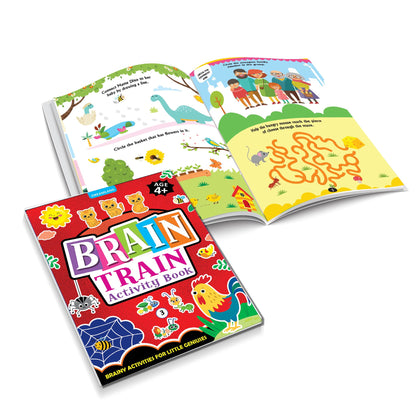 Dreamland Publications Brain Train Activity Book for Kids Age 4+ - With Colouring Pages, Mazes, Puzzles and Word searches Activities