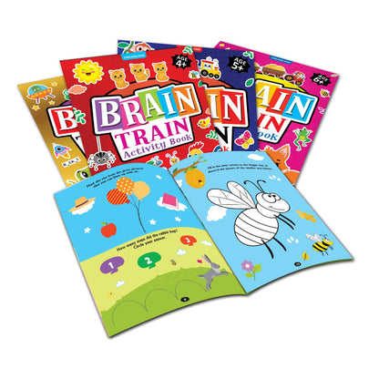 Dreamland Publications Brain Train Activity Book for Kids Age 4+ - With Colouring Pages, Mazes, Puzzles and Word searches Activities