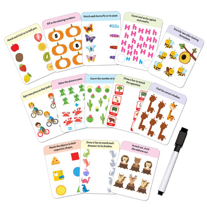 Dreamland Publications Flash Cards Activity - 30 Double Sided Wipe Clean Flash Cards for Kids (With Free Pen)