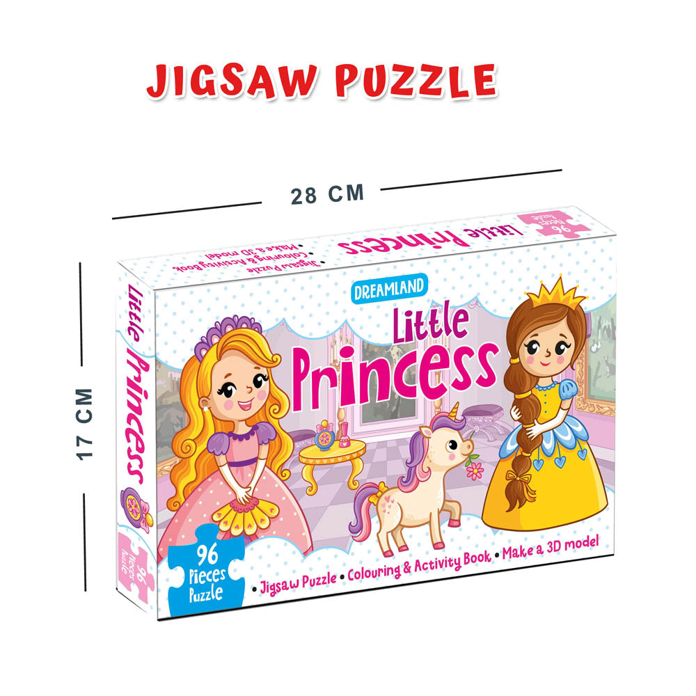 Dreamland Publications Little Princess Jigsaw Puzzle for Kids ??? 96 Pcs | With Colouring & Activity Book and 3D Model