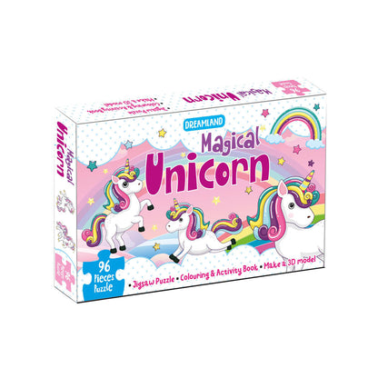 Dreamland Publications Magical Unicorn Jigsaw Puzzle for Kids ??? 96 Pcs | With Colouring & Activity Book and 3D Model -  buy in usa 