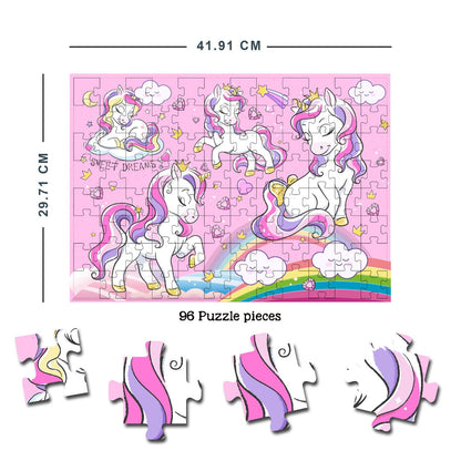 Dreamland Publications Magical Unicorn Jigsaw Puzzle for Kids ??? 96 Pcs | With Colouring & Activity Book and 3D Model