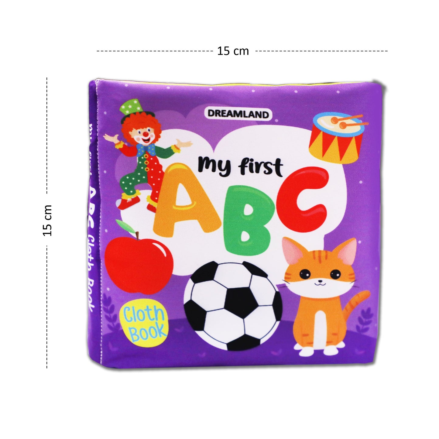 Dreamland Publications Baby My First Cloth Book ABC with Squeaker and Crinkle Paper, Non-Toxic Early Educational Toy for Toddler, Infants