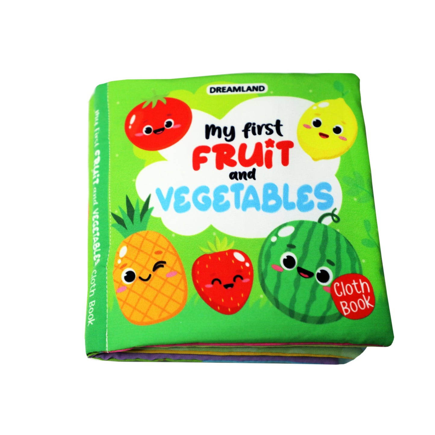 Dreamland Publications Baby My First Cloth Book Fruit and Vegetables with Squeaker and Crinkle Paper, Non-Toxic Early Educational Toy for Toddler, Infants -  buy in usa 