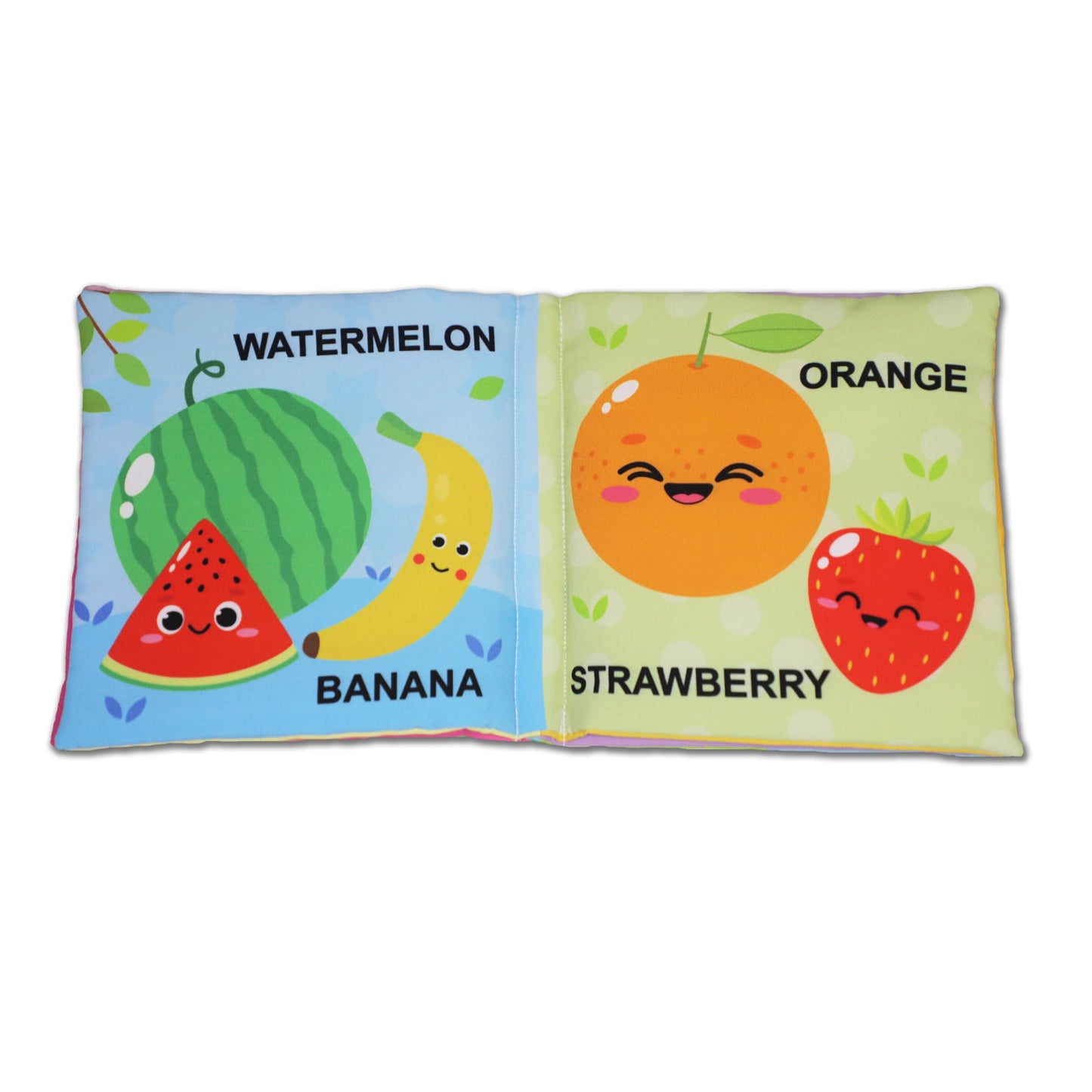 Dreamland Publications Baby My First Cloth Book Fruit and Vegetables with Squeaker and Crinkle Paper, Non-Toxic Early Educational Toy for Toddler, Infants