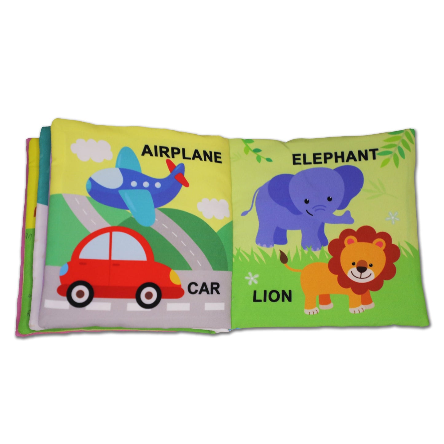 Dreamland Publications Baby My First Cloth Book First Words with Squeaker and Crinkle Paper, Non-Toxic Early Educational Toy for Toddler, Infants