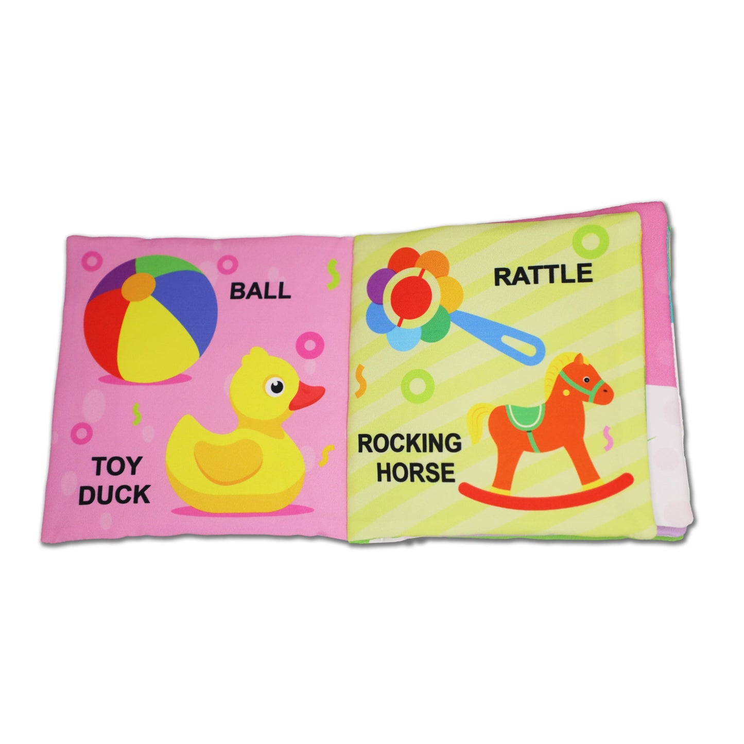 Dreamland Publications Baby My First Cloth Book First Words with Squeaker and Crinkle Paper, Non-Toxic Early Educational Toy for Toddler, Infants